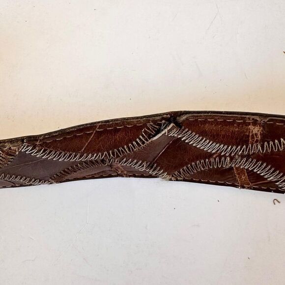 Vintage JUSTIN Mens Brown Belt 42 L Crocodile Genuine Exotic Leather Western - Picture 3 of 10